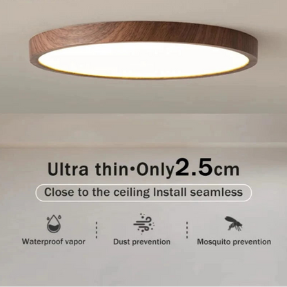 Modern LED Ceiling Light | Flush Mount Ceiling Fixture | Dimmable Circular Light | Energy-Efficient Ceiling Lamp | Stylish Wood Grain Design 2