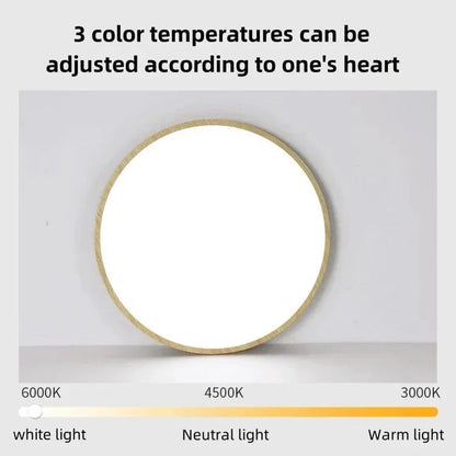 Modern LED Ceiling Light | Flush Mount Ceiling Fixture | Dimmable Circular Light | Energy-Efficient Ceiling Lamp | Stylish Wood Grain Design 5