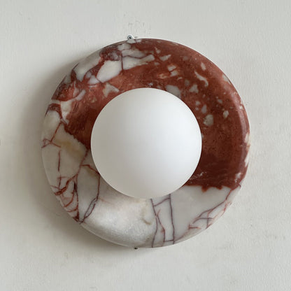Modern Red Marble Wall Sconce with Glass Ball – Elegant Wall Lamp for Living Room and Bedroom Lighting 14