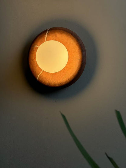 Modern Red Marble Wall Sconce with Glass Ball – Elegant Wall Lamp for Living Room and Bedroom Lighting 2