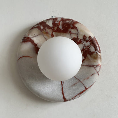 Modern Red Marble Wall Sconce with Glass Ball – Elegant Wall Lamp for Living Room and Bedroom Lighting 34