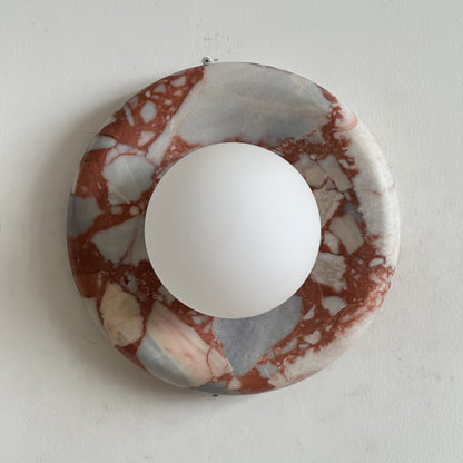 Modern Red Marble Wall Sconce with Glass Ball – Elegant Wall Lamp for Living Room and Bedroom Lighting 37