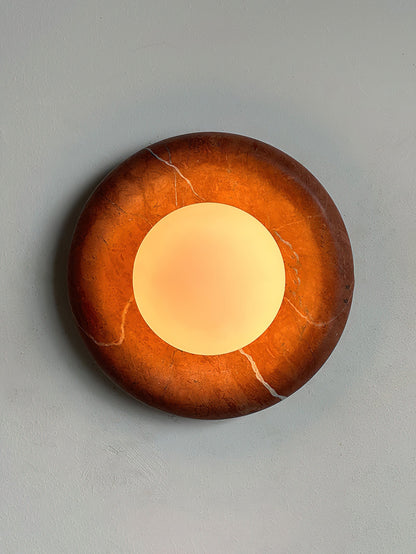 Modern Red Marble Wall Sconce with Glass Ball – Elegant Wall Lamp for Living Room and Bedroom Lighting 5