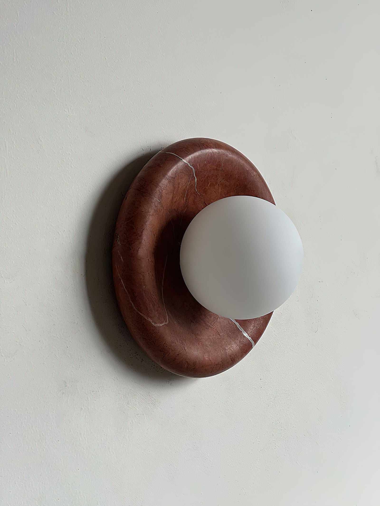 Modern Red Marble Wall Sconce with Glass Ball – Elegant Wall Lamp for Living Room and Bedroom Lighting 6