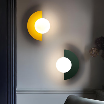Nordic Semicircle Wall Lamp – Contemporary LED Wall Light Sconce for Hallway and Bedroom, Metal and PVC, 25cm Diameter 4